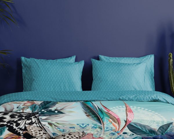 HIP Dekbedovertrek "mandala's en bloemen" - Aqua - (140x200 cm) - Katoen Satijn - Afbeelding 3