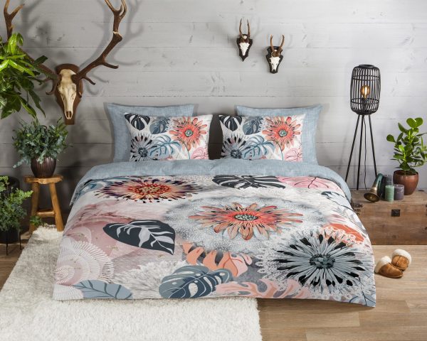 HIP Dekbedovertrek "mandala's en bladeren" - Grijs - (200x200/220 cm) - Katoen Flanel - Afbeelding 2