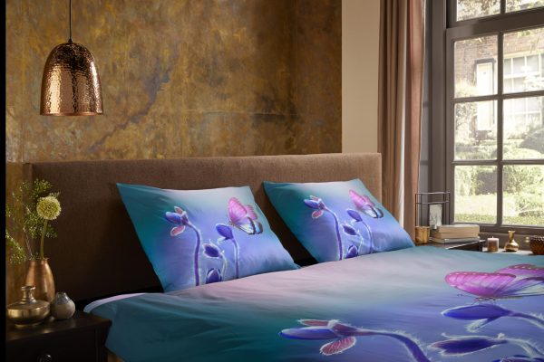 Pure Dekbedovertrek "bloemen en een vlinder" - Multi - (135x200 cm) - Microfiber - Afbeelding 3