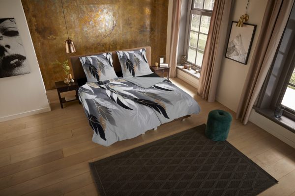 Pure Dekbedovertrek "bladeren" - Grijs - (135x200 cm) - Microfiber - Afbeelding 2
