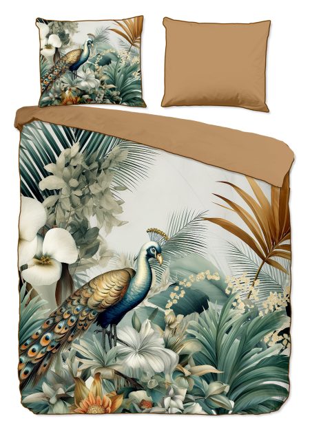 Descanso Dekbedovertrek "bladeren en vogels" - Multi - (200x200/220 cm) - Katoen Satijn