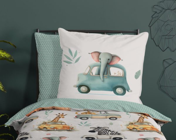 Good Morning Kinderdekbedovertrek "dieren in auto's" - Multi - (135x200 cm) - Katoen - Afbeelding 3