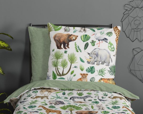 Good Morning Kinderdekbedovertrek "Afrikaanse dieren / big five" - Multi - (135x200 cm) - Katoen - Afbeelding 3