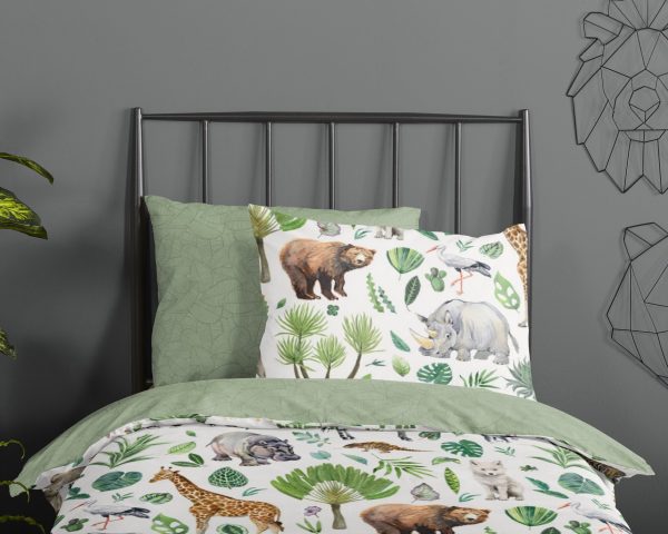 Good Morning Ledikant babydekbedovertrek "Afrikaanse dieren / big five" - Multi - (100x135 cm) - Katoen - Afbeelding 3