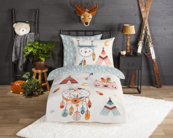 Good Morning Kinderdekbedovertrek "tipi-tenten / boho" - Multi - (135x200 cm) - Katoen Flanel - Afbeelding 2