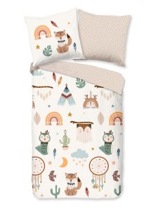 Good Morning Kinderdekbedovertrek "tipi-tenten / boho" - Zand - (135x200 cm) - Katoen