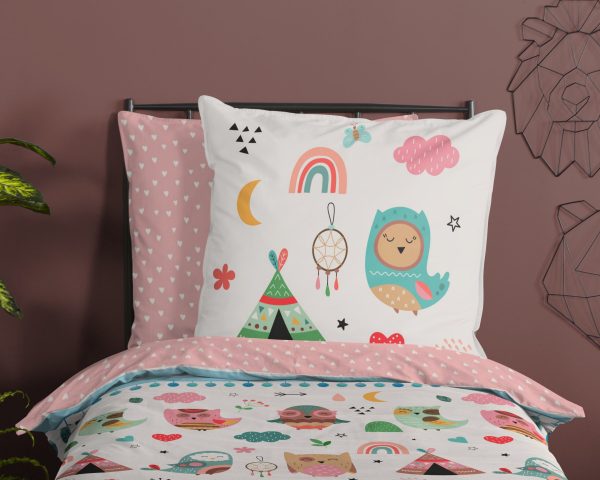 Good Morning Kinderdekbedovertrek "uilen in boho thema" - Multi - (135x200 cm) - Katoen - Afbeelding 3