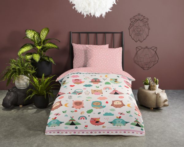 Good Morning Ledikant babydekbedovertrek "uilen in boho thema" - Multi - (100x135 cm) - Katoen - Afbeelding 2