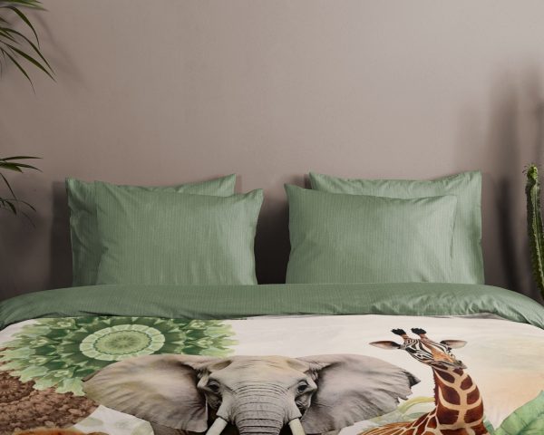 HIP Dekbedovertrek "mandalas, bloemen & safari dieren" - Groen - (140x200 cm) - Katoen Satijn - Afbeelding 3