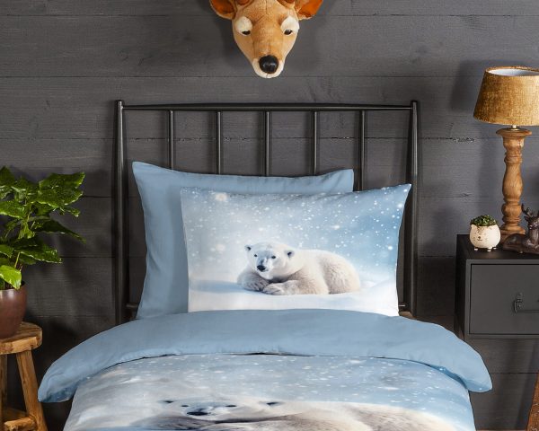 Good Morning Kinderdekbedovertrek "ijsbeer" - Blauw - (140x200/220 cm) - Katoen Flanel - Afbeelding 3