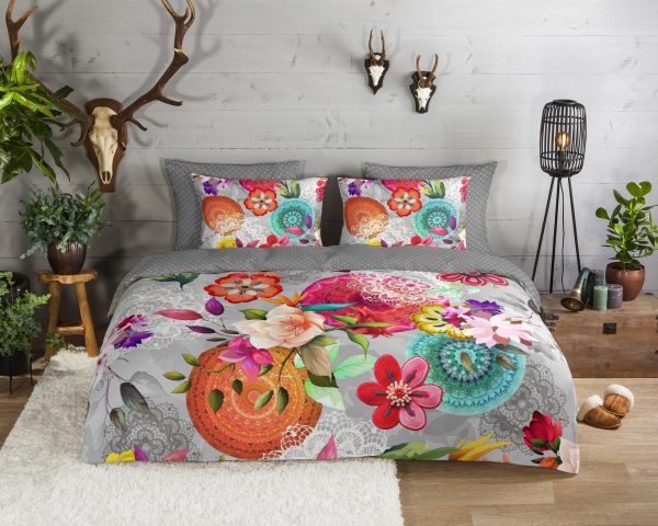 HIP Dekbedovertrek "Mandals en bloemen" - Multi - (200x200/220 cm) - Katoen Flanel - Afbeelding 2