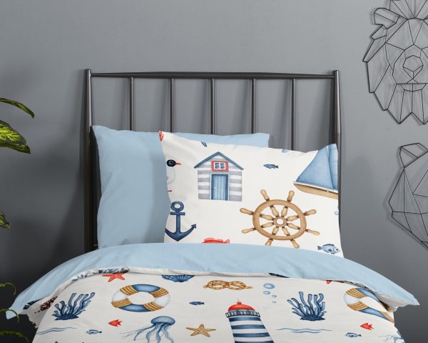 Good Morning Kinderdekbedovertrek "maritiem" - Blauw - (140x200/220 cm) - Katoen - Afbeelding 3