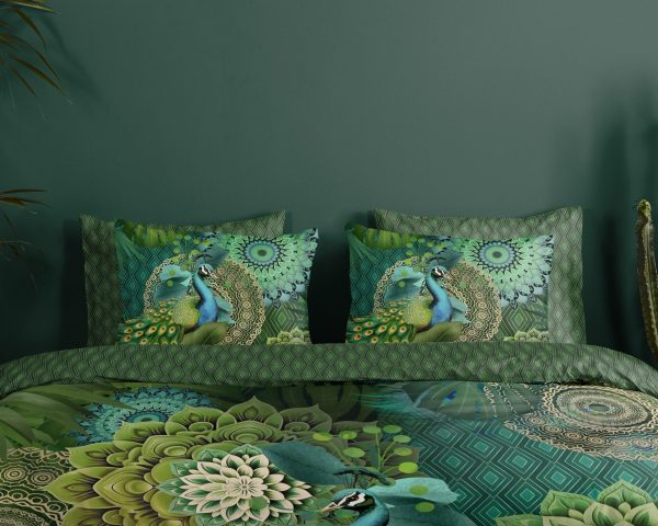HIP Dekbedovertrek "mandalas & pauw" - Groen - (200x200/220 cm) - Katoen Satijn - Afbeelding 3