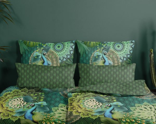 HIP Dekbedovertrek "mandalas & pauw" - Groen - (135x200 cm) - Katoen Satijn - Afbeelding 3