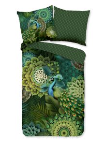 HIP Dekbedovertrek "mandalas & pauw" - Groen - (200x200 cm) - Katoen Satijn