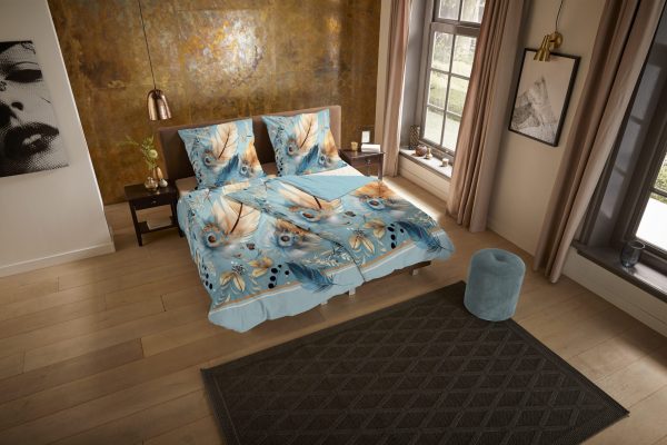 Pure Dekbedovertrek "veren/ oosters" - Aqua - (135x200 cm) - Microfiber - Afbeelding 2