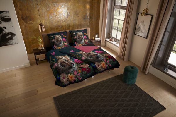 Pure Dekbedovertrek "luipaard met bloemen" - Multi - (135x200 cm) - Microfiber - Afbeelding 2