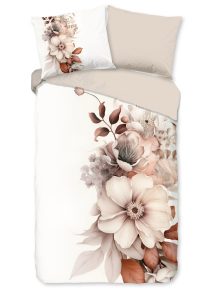 Good Morning Dekbedovertrek "bloemen/ rustig" - Ecru - (140x200/220 cm) - Katoen