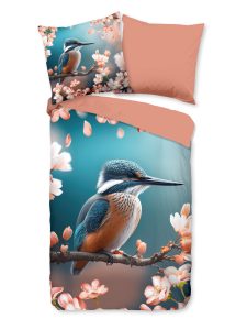 Good Morning Dekbedovertrek "ijsvogel met bloemen" - Multi - (200x200 cm) - Katoen