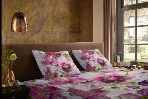 Pure Dekbedovertrek "orchidee bloemen" - Bordeaux - (155x220 cm) - Microfiber - Afbeelding 3