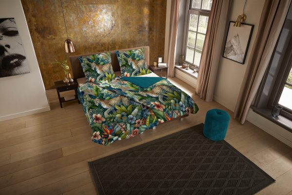 Pure Dekbedovertrek "luipaard met bladeren" - Multi - (135x200 cm) - Microfiber - Afbeelding 2