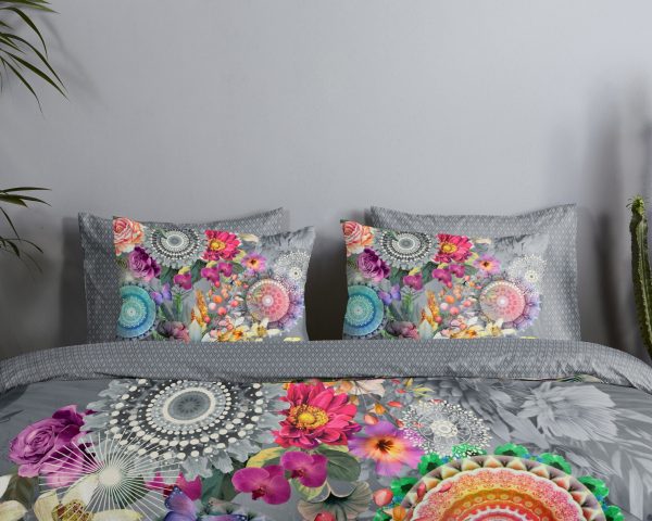 HIP Dekbedovertrek "mandalas en bloemen" - Grijs - (240x200/220 cm) - Katoen Satijn - Afbeelding 3