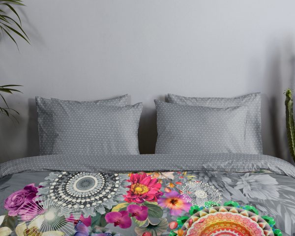 HIP Dekbedovertrek "mandalas en bloemen" - Grijs - (140x200 cm) - Katoen Satijn - Afbeelding 3