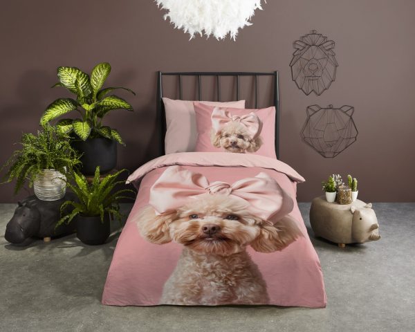 Good Morning Kinderdekbedovertrek "hond/ poedel" - Roze - (140x200/220 cm) - Katoen - Afbeelding 2