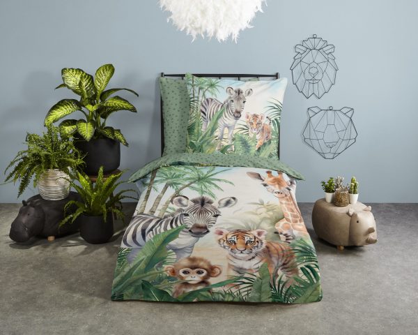 Good Morning Kinderdekbedovertrek "jungle dieren" - Multi - (135x200 cm) - Katoen - Afbeelding 2