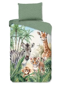 Good Morning Kinderdekbedovertrek "jungle dieren" - Multi - (140x200 cm) - Katoen