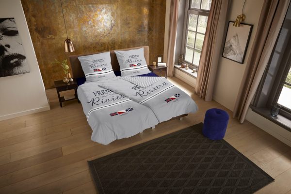 Pure Dekbedovertrek "landelijkestijl met streepjes" - Grijs - (200x200 cm) - Microfiber - Afbeelding 2