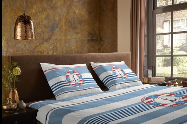 Pure Dekbedovertrek "redingsboei en anker in nautische stijl" - Blauw - (200x200 cm) - Microfiber - Afbeelding 3