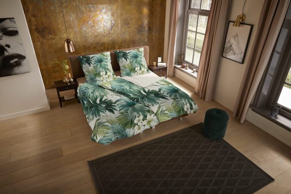 Pure Dekbedovertrek "bladeren en bloemen" - Groen - (155x220 cm) - Microfiber - Afbeelding 2