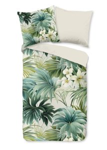 Pure Dekbedovertrek "bladeren en bloemen" - Groen - (200x200 cm) - Microfiber