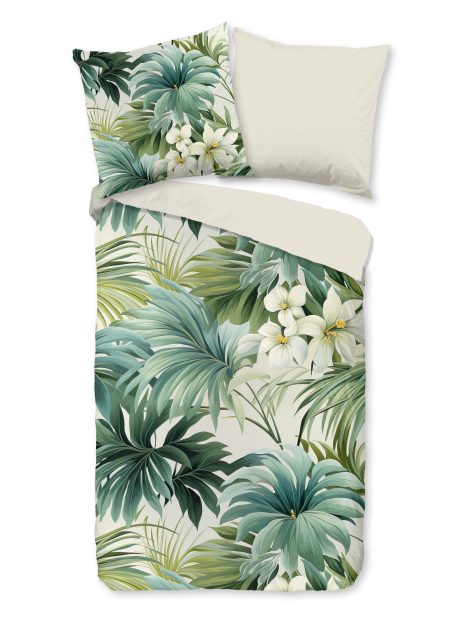 Pure Dekbedovertrek "bladeren en bloemen" - Groen - (200x200 cm) - Microfiber