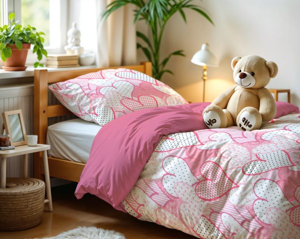 Little Monster Hearts love Roze 140 x 200/220 cm - Afbeelding 5