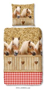 Good Morning Kinderdekbedovertrek "Haflinger paarden" - Zand - (135x200 cm) - Katoen