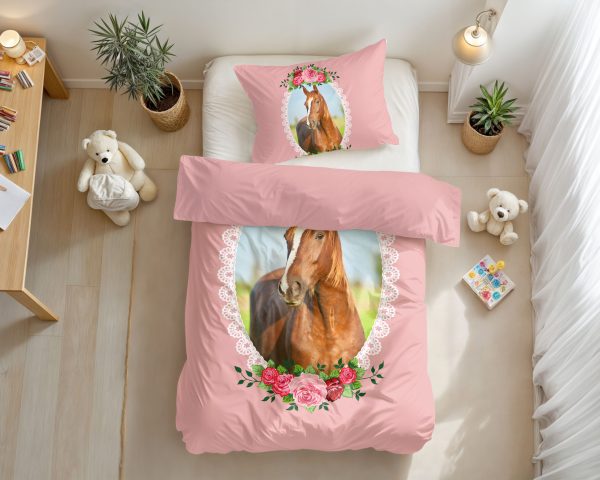 Little Monster Cute Horse Roze 140 x 200/220 cm - Afbeelding 2