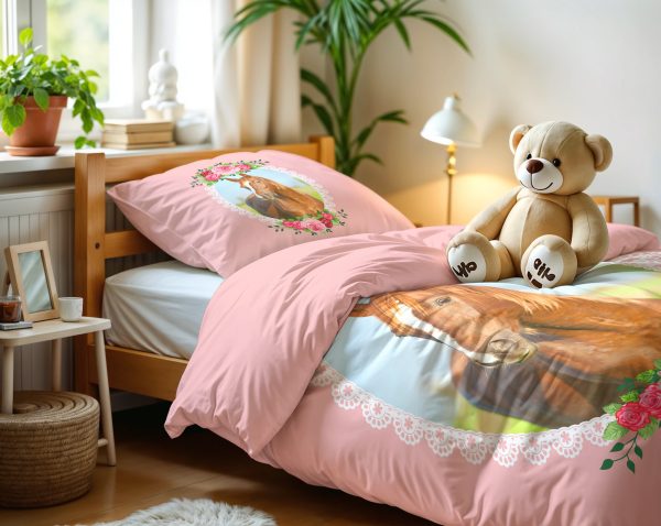 Little Monster Cute Horse Roze 140 x 200/220 cm - Afbeelding 4