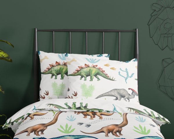 Good Morning Kinderdekbedovertrek "dino's" - Wit - (140x200/220 cm) - Katoen - Afbeelding 3