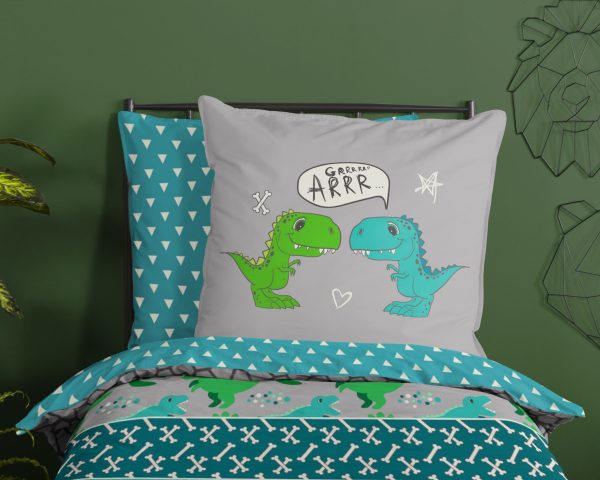 Good Morning Kinderdekbedovertrek "dino's" - Multi - (135x200 cm) - Katoen - Afbeelding 3