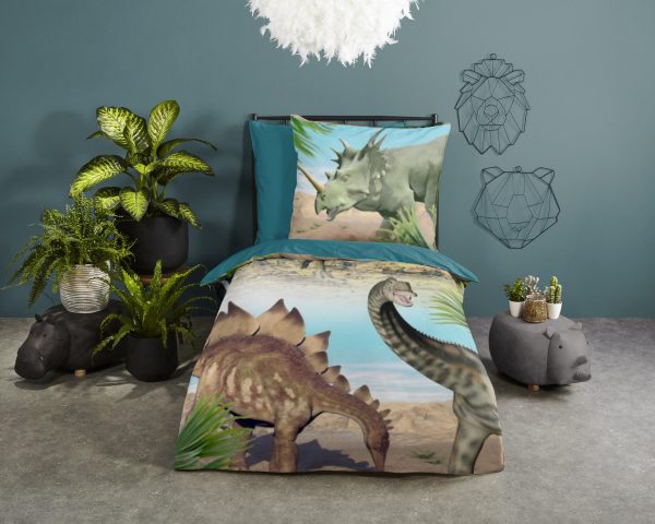 Good Morning Kinderdekbedovertrek "dinosaurussen" - Multi - (140x200 cm) - Katoen - Afbeelding 2
