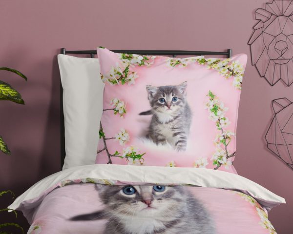 Good Morning Kinderdekbedovertrek "poes" - Roze - (135x200 cm) - Katoen - Afbeelding 3
