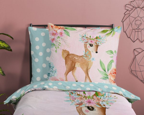 Good Morning Kinderdekbedovertrek "bambi met bloemen" - Multi - (135x200 cm) - Katoen - Afbeelding 3