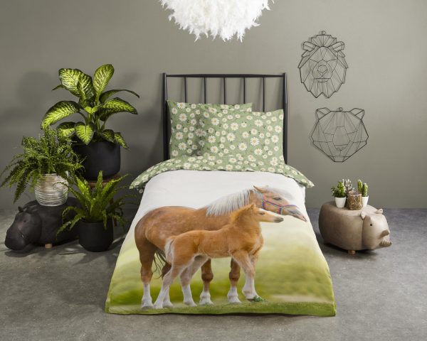 Good Morning Kinderdekbedovertrek "paarden" - Groen - (140x200 cm) - Katoen - Afbeelding 2
