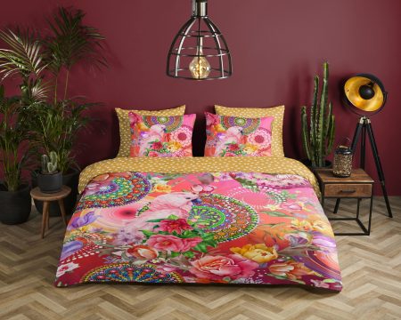 HIP Dekbedovertrek "mandala's, bloemen en roze papegaai" - Multi - (200x200/220 cm) - Katoen Satijn