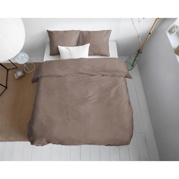 Primaviera Deluxe Uni Satijn Dekbedovertrek Taupe 135 x 200/220 cm - Afbeelding 2