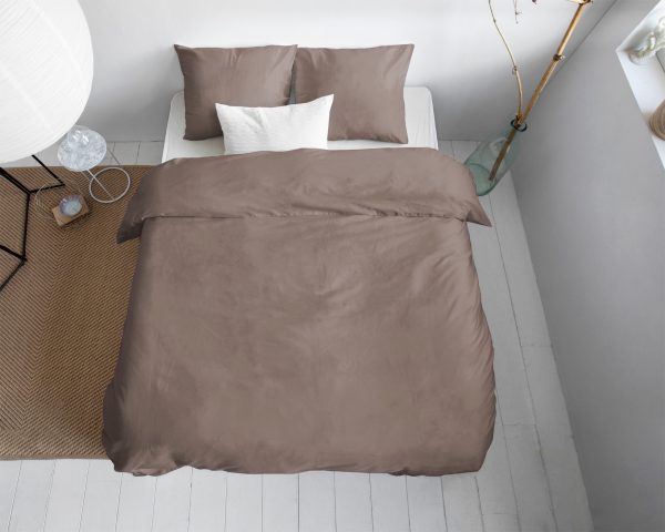 Primaviera Deluxe Uni Satijn Dekbedovertrek Taupe 240 x 200/220 cm - Afbeelding 3