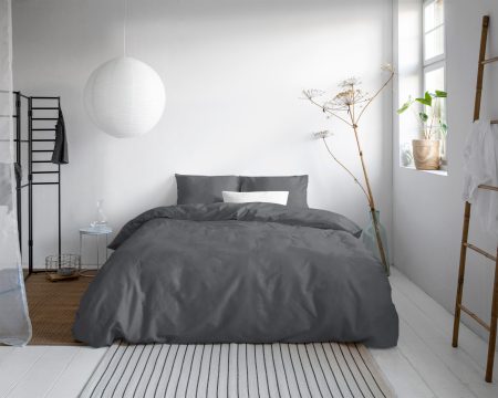 Primaviera Deluxe Uni Satijn Dekbedovertrek Antraciet 140 x 200/220 cm