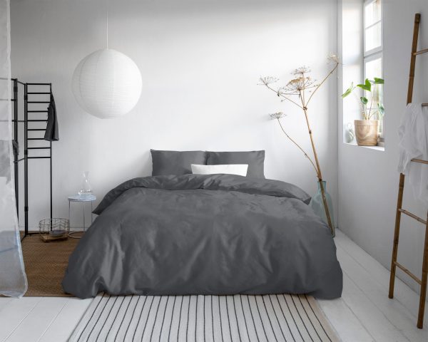 Primaviera Deluxe Uni Satijn Dekbedovertrek Antraciet 135 x 200/220 cm - Afbeelding 3